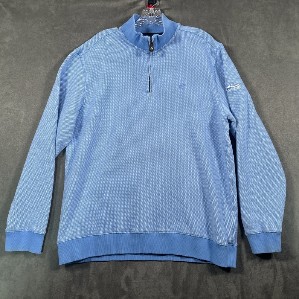 Southern Tide Mens XL Blue Textured 1/4 Zip Performance Pullover Sweater Stretch